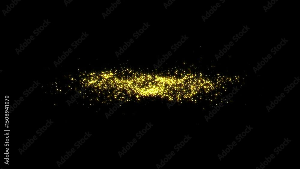 Poster abstract loop center glowing gold stars particles motion on black effect element background. gold st