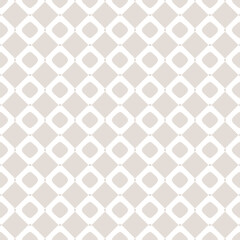 Simple vector abstract seamless pattern. Subtle beige and white checkered geometric texture with rounded shapes, squares, grid. Simple geo background. All-over design for textile, fabric, wallpaper