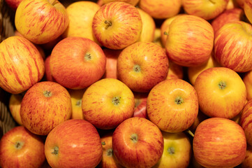 Fresh Royal Gala Apples Forming a Colorful Display at the Market