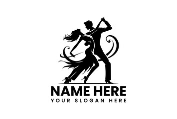 Dynamic silhouette of a couple gracefully dancing tango with passion. Dance concept