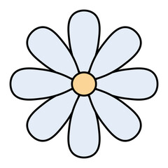 Field chamomile. Wild flower with oval petals around the core. Color vector illustration. Isolated on white background. Cartoon. Idea for web design.