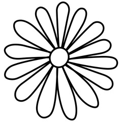 Chamomile. Sketch. Wildflower with petals around the core. Vector illustration. Outline on an isolated white background. Doodle style. Coloring book for children. Idea for web design.