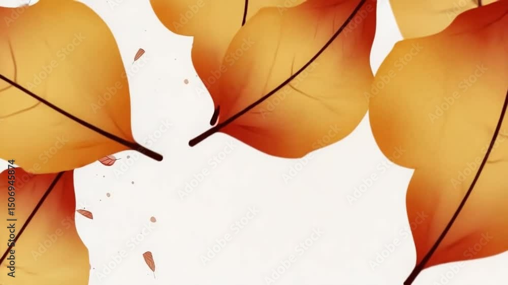 Poster white background with a beautiful and intricate leafy pattern in shades of pink and orange. the leav
