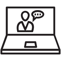 Video Call Icon, Online Meeting, Virtual Conference, Webcam Chat, Remote Communication