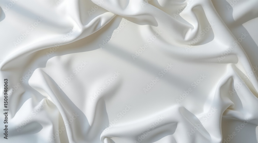 Poster smooth white fabric with soft, natural folds and gentle shadows, creating a serene and elegant textu