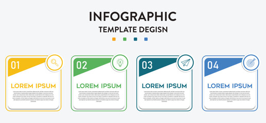 Four-Steps Infographic For Business Strategy And Planning Visualization Template On An Isolated Background