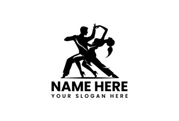 A dynamic vector logo silhouette of a couple gracefully dancing tango with passion