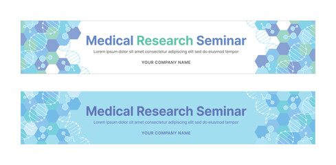 A set of business banner design templates in modern, geometric, abstract pattern style for medical, hospital concept seminars, workshops, conferences, presentations, etc.