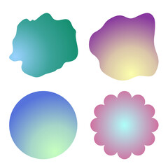 Set of hand drawn style cute memo sticker. Variety gradient abstract shapes of speech bubble. Chat box balloon cloud. Sweet retro label tag collection for text and note.