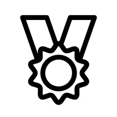 Award icon. First place winner medal. Sport champion medals on ribbon, first second third place winner award. Best prize success trophy. Linear vector illustration. Editable stroke