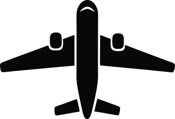 Obraz premium Top view depicts a black airplane flying with transparent background on white background