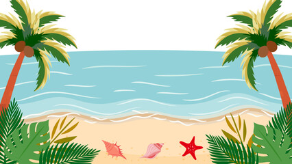 Seaside Background-4　海辺の背景。トロピカルなリゾートの壁紙。海岸のあしらい。夏の海。