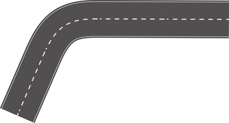 Fototapeta premium Wavy Curves road. Top view of race track. Winding road from top view vector illustration. Empty highway asphalt road, Ariel View Road, Empty highway black asphalt road with dividing lines.