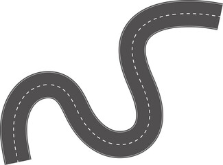 Wavy Curves road. Top view of race track. Winding road from top view vector illustration. Empty highway asphalt road, Ariel View Road, Empty highway black asphalt road with dividing lines.