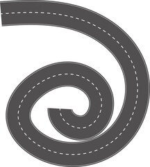 Wavy Curves road. Top view of race track. Winding road from top view vector illustration. Empty highway asphalt road, Ariel View Road, Empty highway black asphalt road with dividing lines.