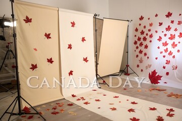 Canada Day Photography Backdrops Creative Studio Setup with Maple Leaf Designs