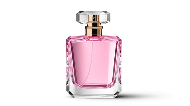 pink crystal perfume bottle mockup isolated on white or transparent background,transparency