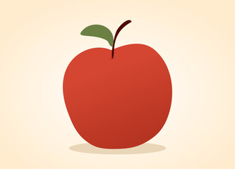 one red apple isolated on beige background