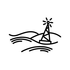 Marine port icon. Outline linear seaport symbol vector. Linear style illustration with editable stroke isolated on white background