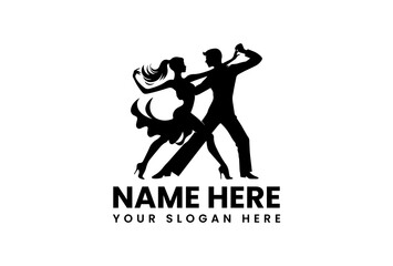 Obraz premium An elegant vector logo silhouette of a couple gracefully dancing tango with passion