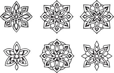 A set of Celtic elements, ornaments, symbols, icons. Hand drawn vector illustration