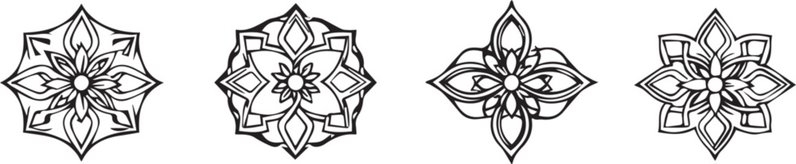 A set of Celtic elements, ornaments, symbols, icons. Hand drawn vector illustration