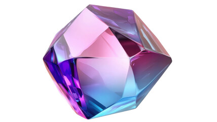 Title: Glossy 3D Diamond with Pastel Gradient Isolated on White Background