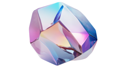 Title: Glossy 3D Diamond with Pastel Gradient Isolated on White Background
