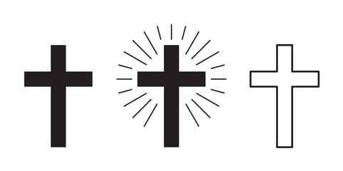 set of simple religion cross icon isolated vector illustration