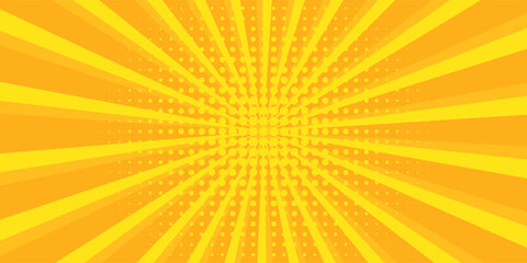 Pop art yellow comics book cartoon magazine cover. Cartoon funny retro pattern strip mock up. Vector halftone illustration.