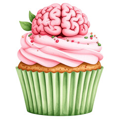 watercolor-style Halloween desserts, featuring cupcakes, donuts, candy, parfaits, Perfect for seasonal designs, stickers, scrapbooks, and party invitations. This charming set blends horror 