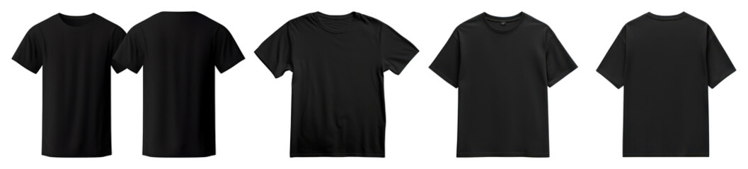 PNG Classic black t-shirt collection, element set on transparent background