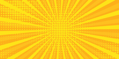 Pop art yellow comics book cartoon magazine cover. Cartoon funny retro pattern strip mock up. Vector halftone illustration.