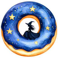 watercolor-style Halloween desserts, featuring cupcakes, donuts, candy, parfaits, Perfect for seasonal designs, stickers, scrapbooks, and party invitations. This charming set blends horror 