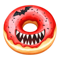 watercolor-style Halloween desserts, featuring cupcakes, donuts, candy, parfaits, Perfect for seasonal designs, stickers, scrapbooks, and party invitations. This charming set blends horror 