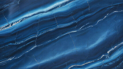Abstract polished, deep blue marble stone texture covering a full background