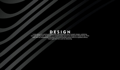 Abstract futuristic dark black background with wave design. Realistic 3d wallpaper with luxurious flowing lines. Perfect background for posters, websites, brochures, banners, applications, etc.