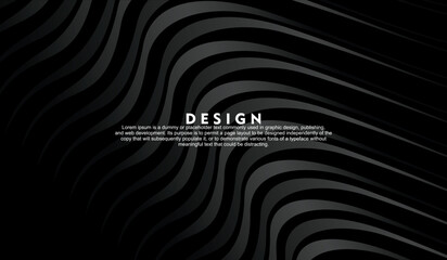 Abstract futuristic dark black background with wave design. Realistic 3d wallpaper with luxurious flowing lines. Perfect background for posters, websites, brochures, banners, applications, etc.