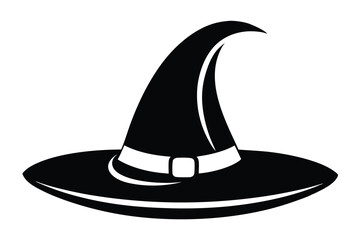 Silhouette of Tall Witch Hat with Buckle for Halloween and Costume Design