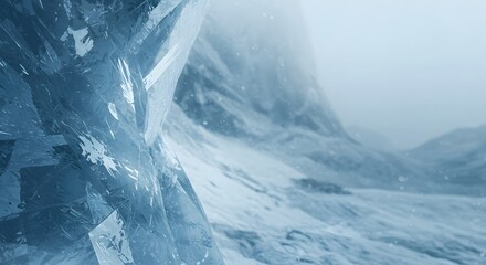 Obraz premium Close up abstract view of a mountain peak with ice and snow background