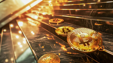 ビットコインが置かれた黄金の階段