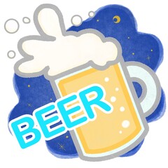ビール｜泡がはじける乾杯イラスト