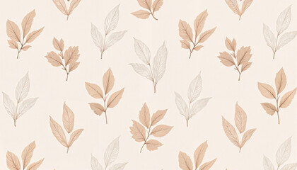 Soft pastel leaf pattern on light beige background  