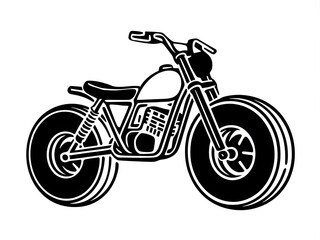 Fototapeta premium Motorcycle with Large Tires, Simple Transportation Coloring Page, Bold Black Outline, White Background