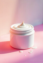 An abstract container of cosmetic cream on a colorful and vivid background