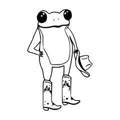 cartoon frog with cowboy boots and hat