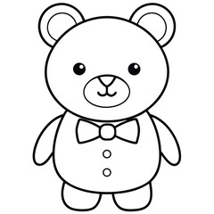 Obraz premium Adorable Teddy Bear Drawing, Cute Kawaii Illustration For Kids Coloring