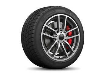 Car Tire and Wheel: Close-up Product Shot