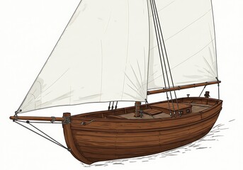 Classic Sailing Vessel: Vintage Boat Illustration, Nautical Ship Artwork