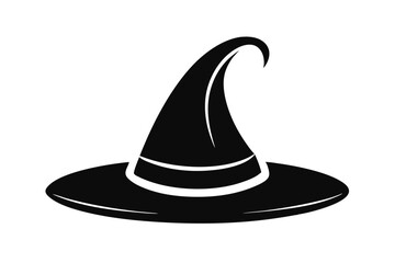 Vector Illustration of a Black Halloween Witch Hat with Band Decorative Element